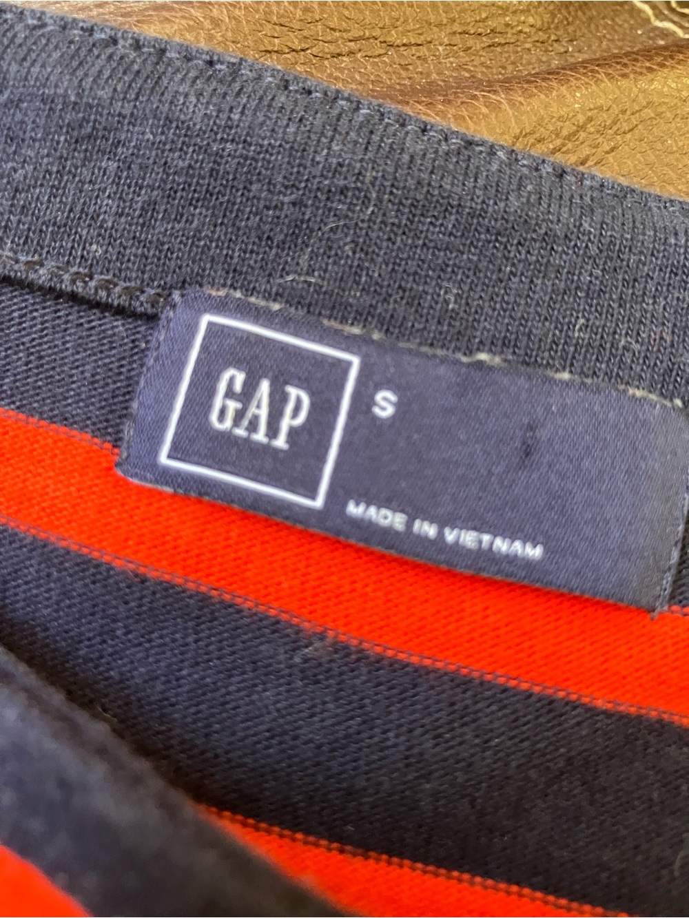 GAP Navy and Red Striped Tee